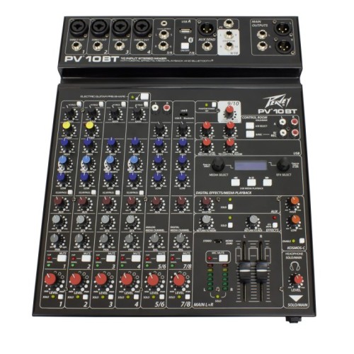 Peavey PV 10 BT- 10 Channel Mixer With Bluetooth and USB-03612842 Peavey PV 10 BT- 10 Channel Mixer With Bluetooth and USB-03612842